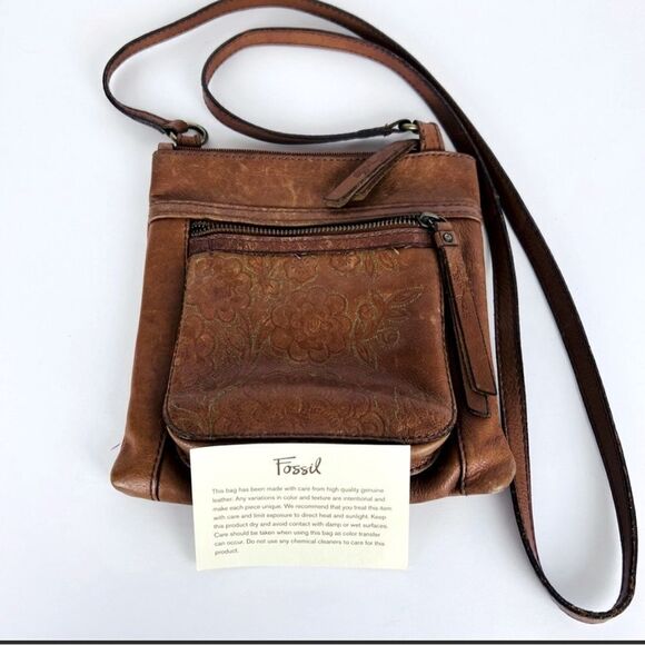 Fossil Bag Crossbody Purse Leather Brown - Picture 1 of 6